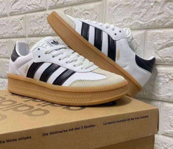 ADIDAS SMABA PLATAFORMA BLANCA NEGRA